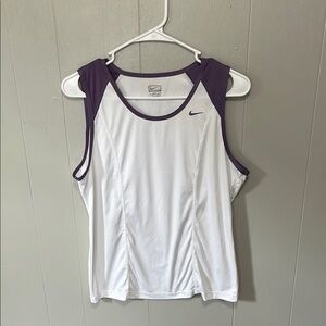 Nike White and Purple Sleeveless Tank Top